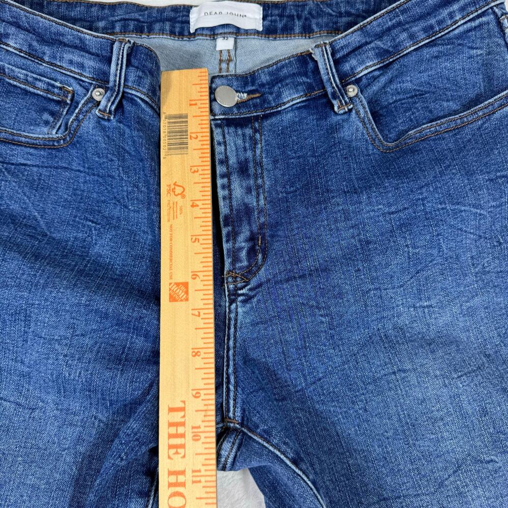 Dear John Denim Women's 32 Blue Wash Straight Leg Raw Hem Stretch - Picture 7 of 10